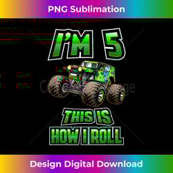 monster trucks are my jam - 5th birthday boy - 5 years old - urban sublimation png design - ideal for imaginative endeavors