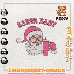 Santa Baby Leave A Stanley Under The Tree For Me Embroidery File, Retro Santa Baby Embroidery Design, Instant Download