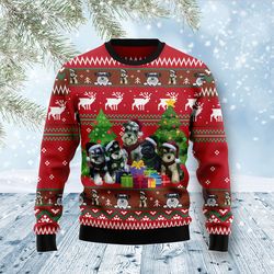 miniature schnauzer family snow ugly christmas sweater for men women us4067