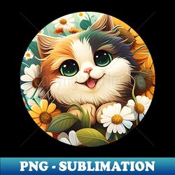 Happy Cat Baby Flower - Be Happy Everyday - Instant PNG Sublimation Download - Bring Your Designs to Life