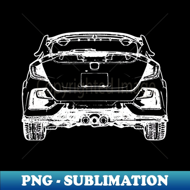 White Civic Type R Back View Line Art - Instant Sublimation | Inspire ...