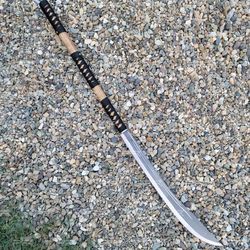 handmade blackened carbon steel pudao da dao japanese style pole arm