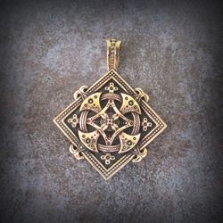 Square brass cross necklace pendant,Vintage Brass Cross necklace pendant,ukrainian brass jewellery,Rustic Brass charm
