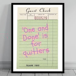 retro guest check - never one and done trendy wall art cocktail random rum bar cart alcohol canvas dorm art