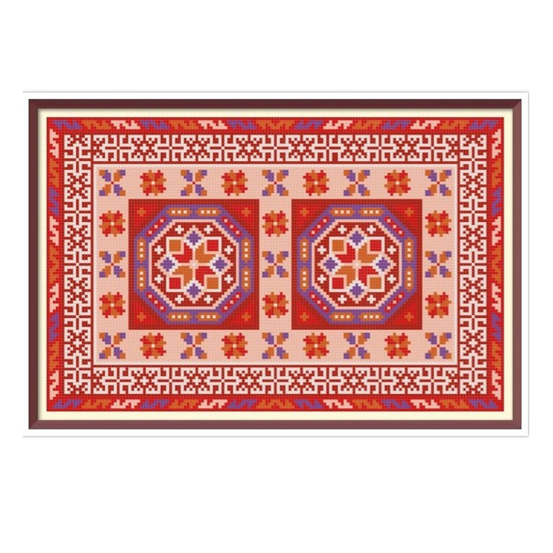 Barbie Carpet - Cross Stitch Pattern - PDF Counted Miniature for Needlepoint - Dolls Rug - Geometric Embroidery.jpg