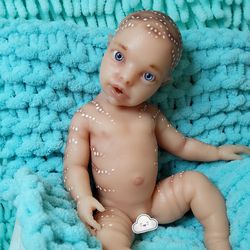 Funny silicone baby boy elf 9 inches, 22 cm. Mini reborn doll