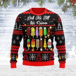 ugly christmas sweater lick me till ice cream for men women