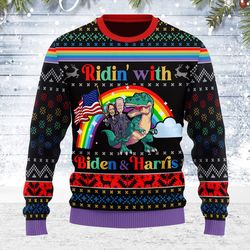 ugly christmas sweater biden and harris lgbt for men women