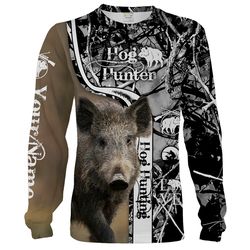 Hog Hunting Black Camo Custom Name 3D All Over Print Shirts &8211 Personalized Hunting Gifts Chipteeamz FSD1837