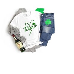 lucky teacher heart st patrick's day sweatshirt, one lucky teacher shirt, teacher gift, st. patrick's day shirt, blessed