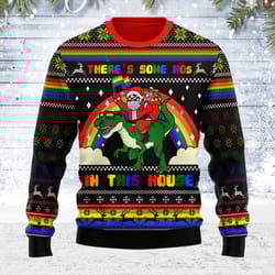 ugly christmas sweater lgbtq there's some hos in this house for men women