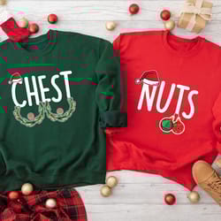 chest nuts couples matching sweatshirt, holiday sweatshirt, couples christmas sweatshirts, christmas sweater, couple swe