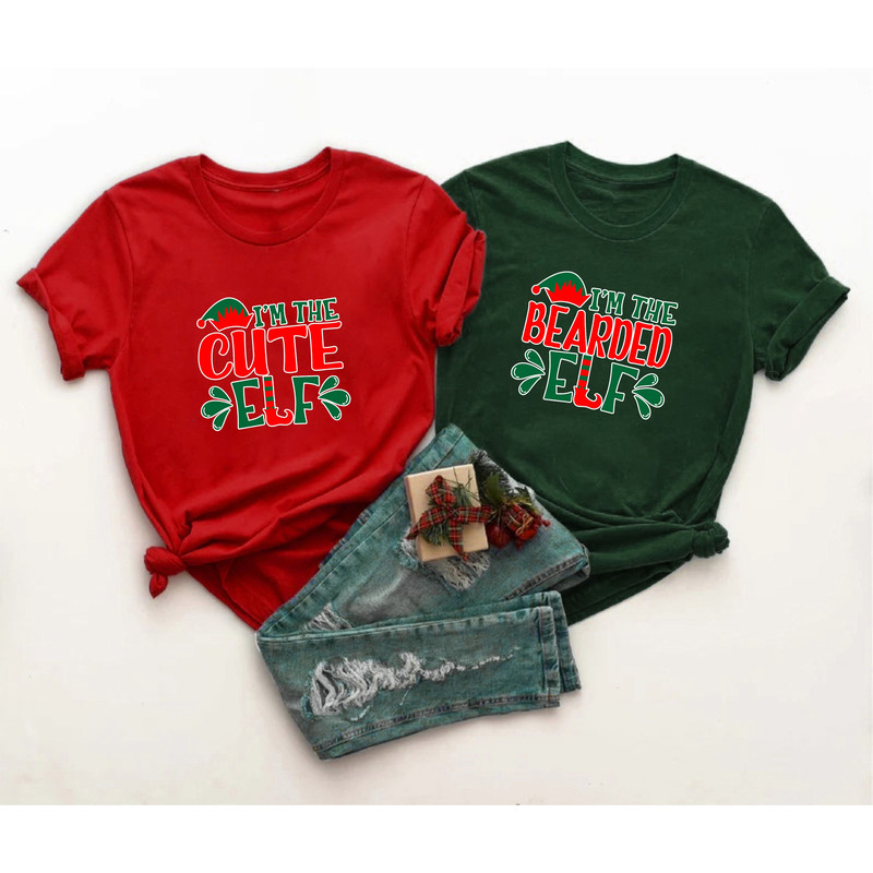 Christmas Elf Shirt, I'm the Cute Elf, I'm the Bearded Elf, Funny Custom Elf Shirt, Christmas Shirts, Matching Shirt, Christmas Couple Shirt.jpg