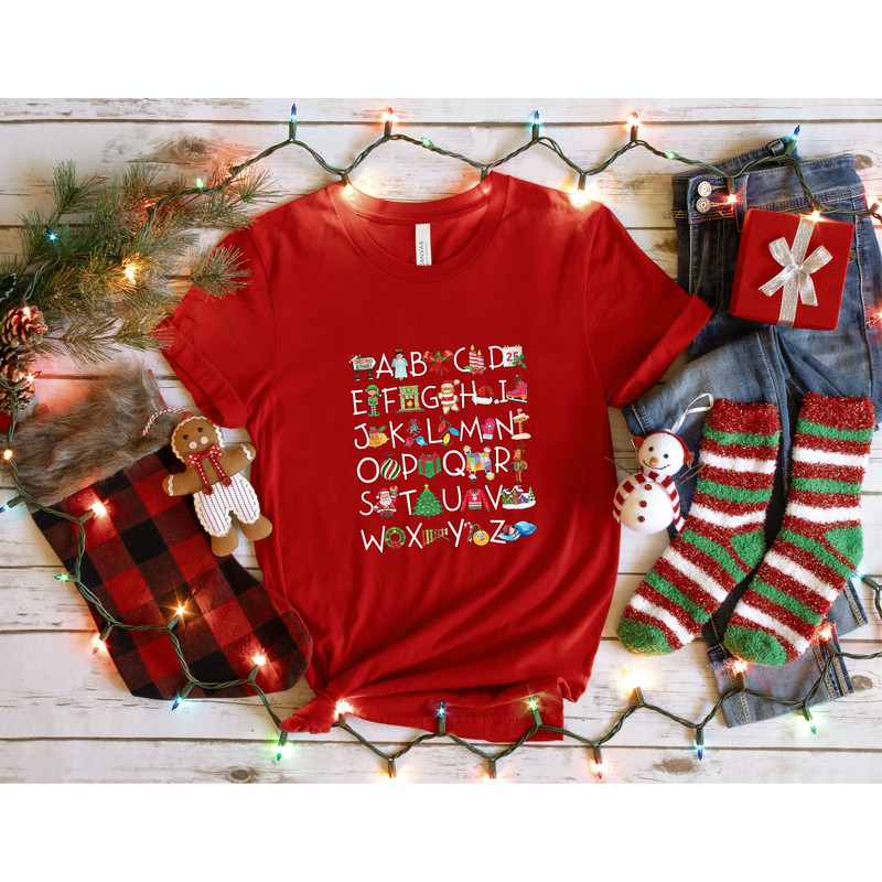 Christmas Teacher Shirt, Christmas Alphabet T-shirt, Teacher Shirt, Teacher Gifts, Holly Jolly Teacher, Teacher Christmas, Christmas Shirt.jpg