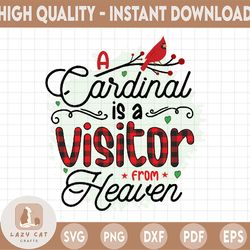 A cardinal is a visitor from heaven, cardinal Png, inspirational Png, Winter Holidays png, Christmas Sublimation Design,