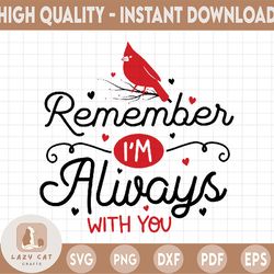 Remember I'm Always With You svg - I am alwasy with you - Clipart Red Cardinal Memorial Remembrance Christmas Holiday Bi