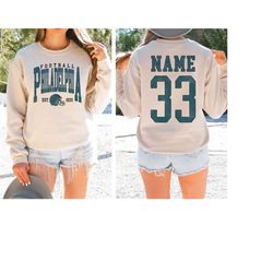 philadelphia football sweatshirt, custom name number shirt, philadelphia fan shirt, vintage style philadelphia crewneck,