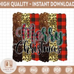 Merry Christmas Leopard Buffalo Plaid PNG files, Winter Holidays png, Christmas Sublimation Designs Downloads