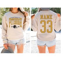 pittsburgh football sweatshirt, custom name number shirt, pittsburgh fan shirt, vintage style pittsburgh crewneck, custo