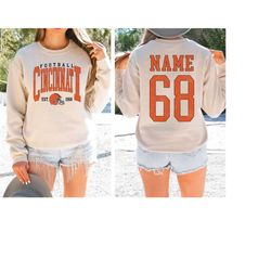 cincinnati football sweatshirt, custom name number shirt, cincinnati fan shirt, vintage style cincinnati crewneck, custo