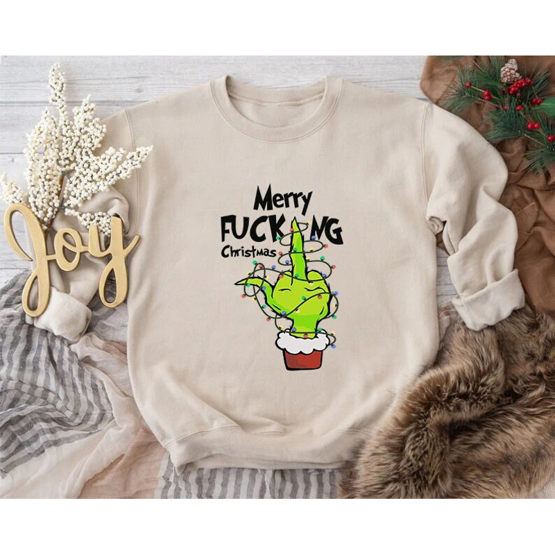Merry Fucking Christmas, Grinch Sweatshirt, Holly Jolly Vibes, Grinch Christmas, Grinch Crewneck, Christmas Sweatshirt, Grinch Gifts.jpg