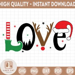 Love svg, Christmas svg, Santa Hat Christmas, Merry Christmas SVG, Funny Christmas SVG, Svg File for Cricut, Png, Dxf