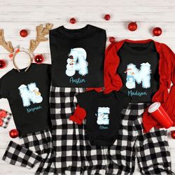 monogrammed family christmas shirt, personalized christmas family shirt, christmas name shirt, christmas shirt with nam