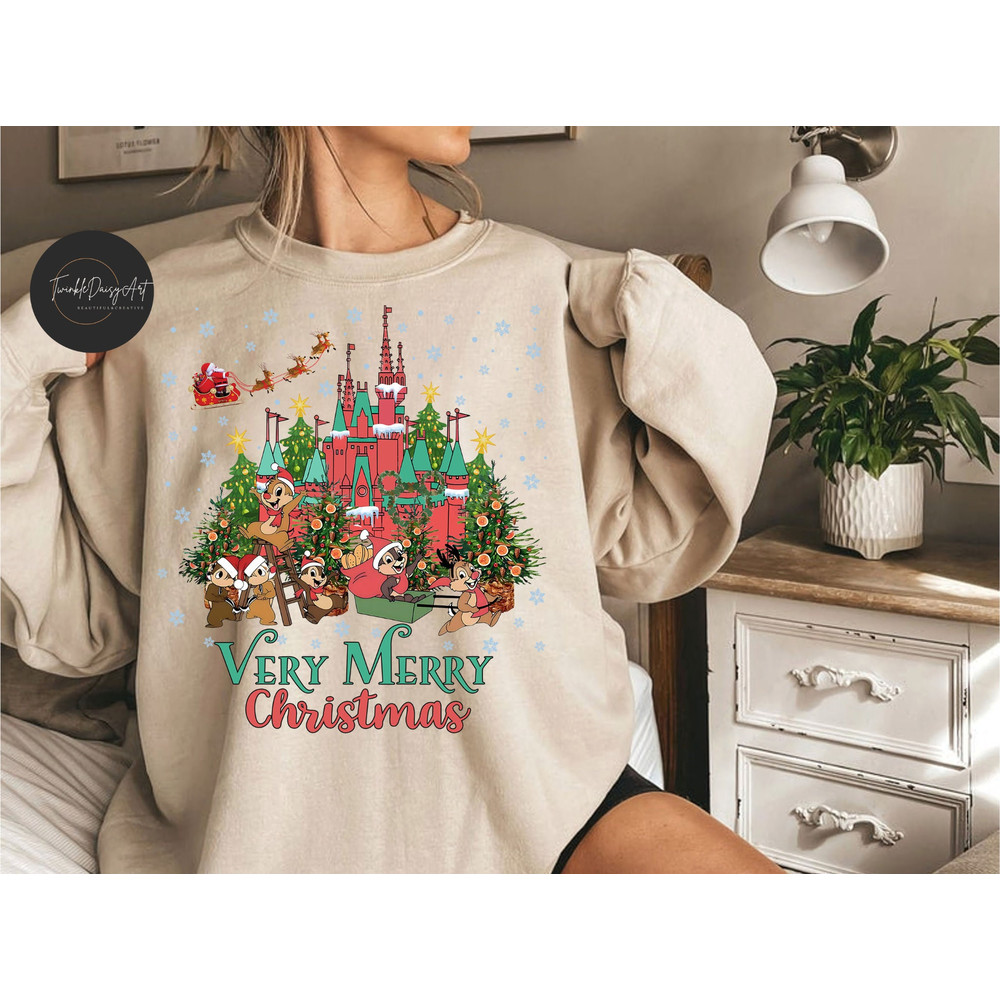 Chip & Dale Christmas Couple Shirt, Disney Very Mery Christmas shirt, Xmas Double Trouble Shirt, Disney Christmas Tree, Family Christmas Tee.jpg