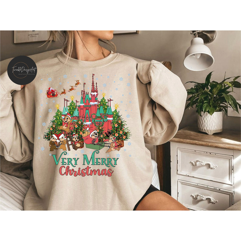 Chip & Dale Christmas Couple Shirt, Disney Very Mery Christmas shirt, Xmas Double Trouble Shirt, Disney Christmas Tree, Family Christmas Tee.jpg