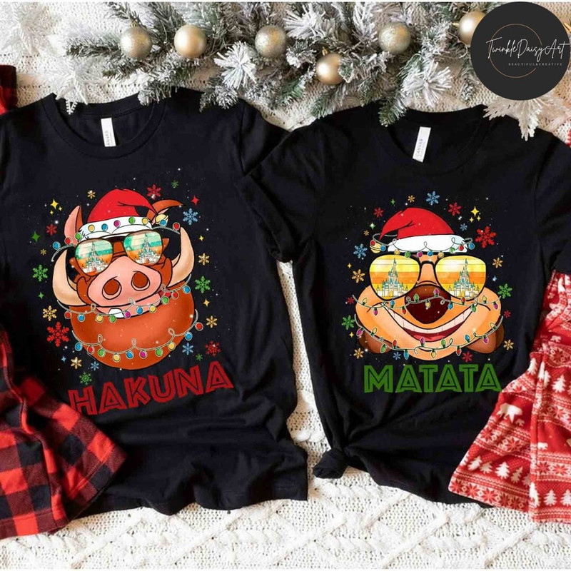Disney Christmas Lion King Timon & Pumbaa Hakuna Matata Shirt, Animal Kingdom Christmas Lights, Wild About Christmas, Family Christmas Gifts.jpg