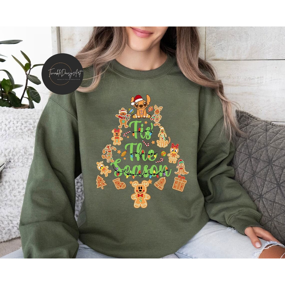 Disney Gingerbread Tis The Season Sweatshirt, Disney Christmas shirt, Mickey & Friends Stitch Christmas Tee, Disney Xmas Group, Xmas Gift.jpg