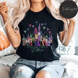 disney villains castle balloons shirt, disney evil friends chillin' like a villain shirt, disneyland villains characters