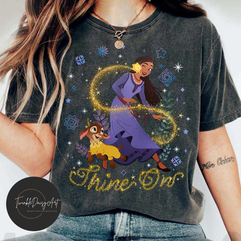 Disney Wish movie Shine on shirt, Asha Disney Wish star shirt, Disney 100th anniversary Tee, Disney trip 2024 shirt, WDW Disneyland trip.jpg