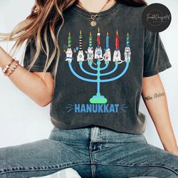 hanukkat cat shirt, menorah shirt,hanukkah shirt, chanukah shirt, festival of lights, jewish celebration, hanukkah sayin