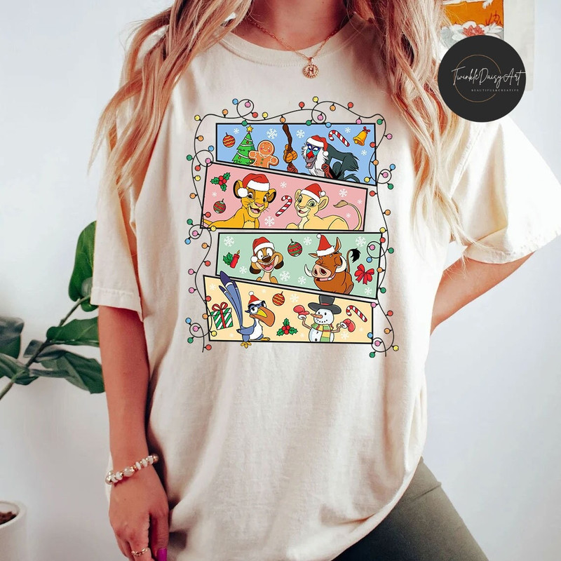 Lion King Christmas Lights shirt, Disney Christmas Sweatshirt, Santa Simba Timon Pumbaa shirt, Disneyland Disneyworld Christmas Tee.jpg