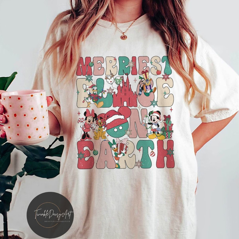 Merriest Place on Earth Mickey and Friends Disney Christmas Shirt, WDW Disneyland Christmas shirt, Happiest Place on Earth Holiday shirt.jpg