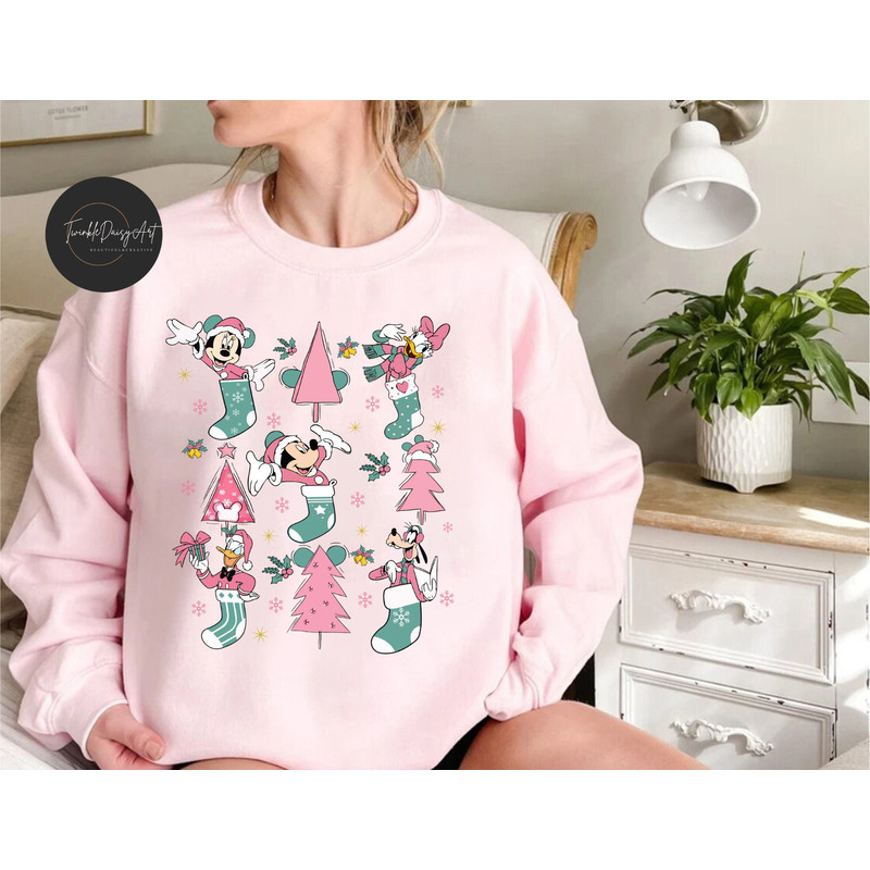 Mickey & friends Disney Christmas shirt, Pink Christmas tree t-shirt sweatshirt, Mickey's very merry Christmas shirt, WDW Disneyland trip.jpg