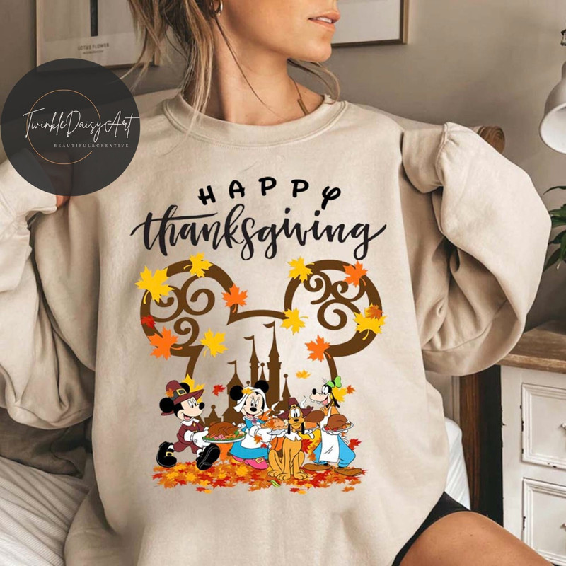 Mickey & friends Happy Thanksgiving shirt, Vintage Disney Thanksgiving shirt, Fall Disney shirt, Disney world Disneyland trip shirt.jpg