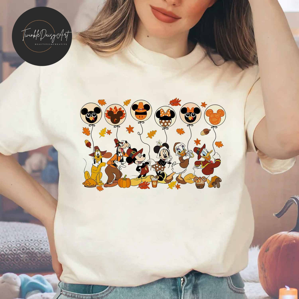 Mickey and Friends Thanksgiving Balloons shirt, Disney Thanksgiving Fall shirt, Autumn Mickey Minnie Ear, Thanksgiving Vacation Tees.jpg