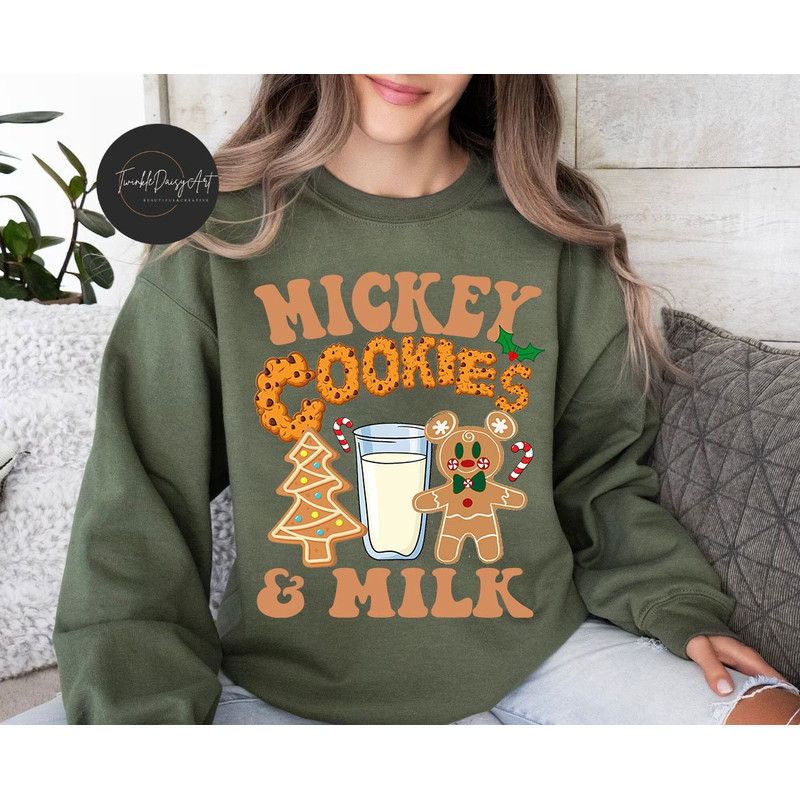 Mickey Cookies & Milk Sweatshirt, Disney Christmas shirt, Xmas Mickey Gingerbread T-shirt, Funny Christmas Tee, Mickey Christmas shirt.jpg