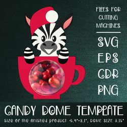 Zebra in a Cup | Candy Dome | Christmas Ornament | Paper Craft Template | Sucker Holder SVG
