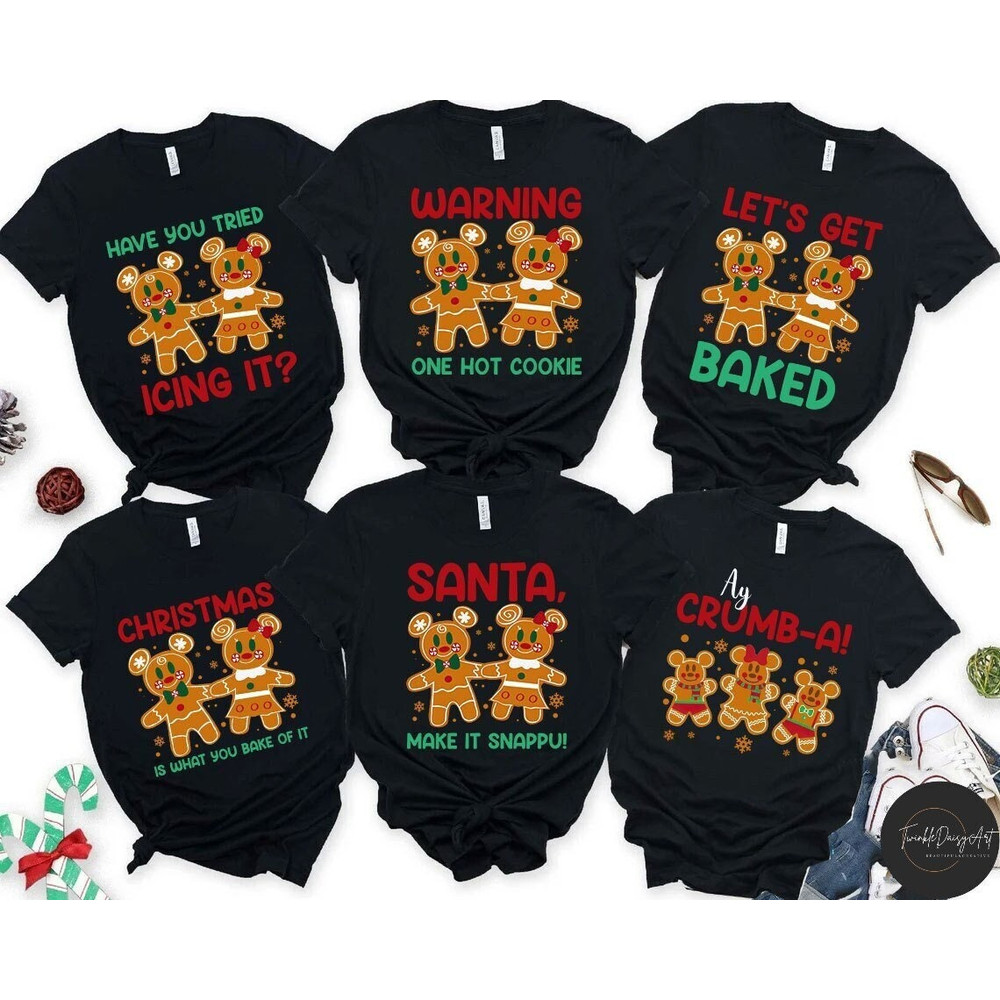 Mickey Minnie Gingerbread Disney Christmas Shirt, Disney Family Christmas Pajamas Ginger Cookies, Disneyland Snacks Christmas 2023 Matching.jpg