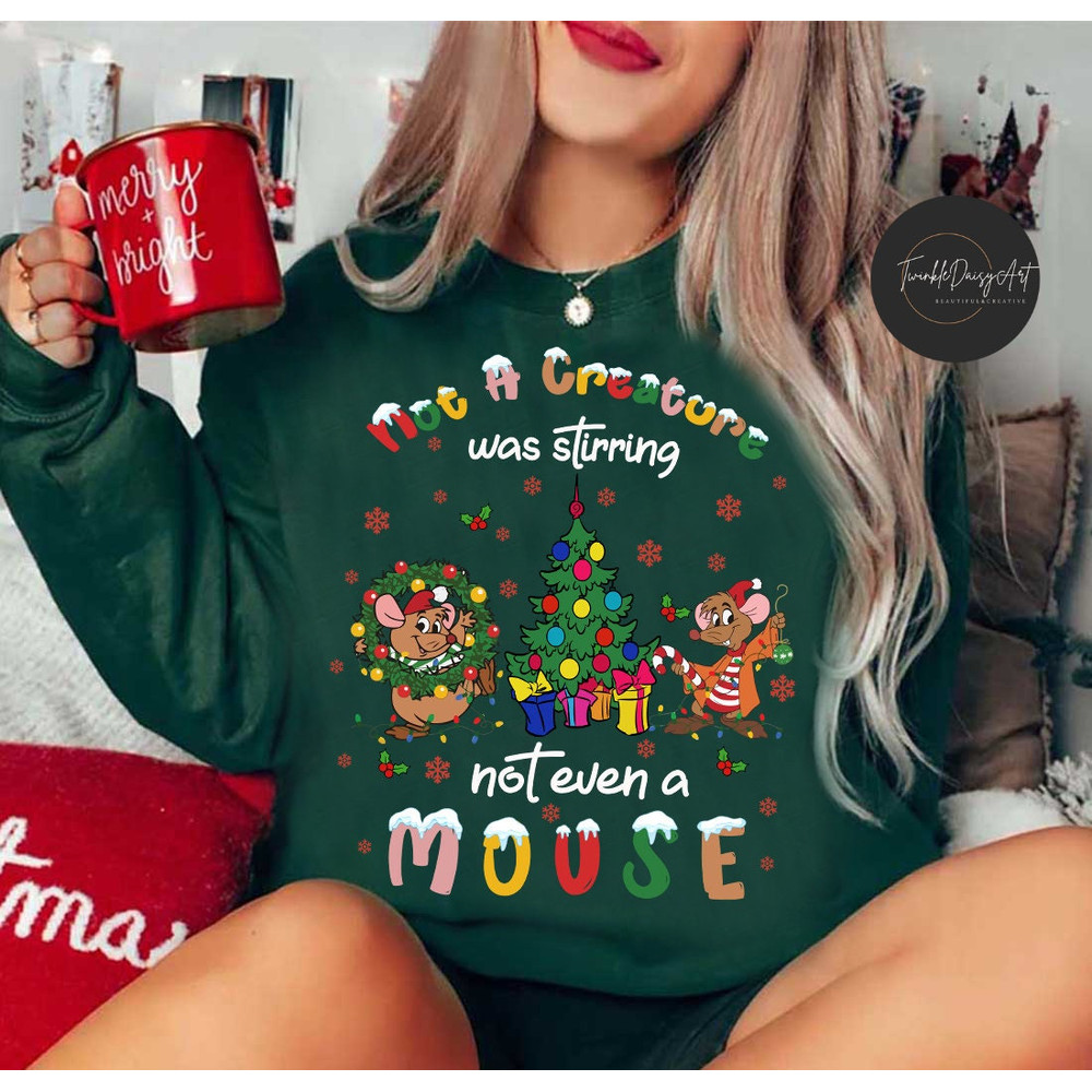 Not A Creature Was Stirring Not Even A Mouse Comfort Colors Shirt, Gus Gus and Jaq Christmas Sweater, Christmas Tree shirt, Very Merry Xmas.jpg