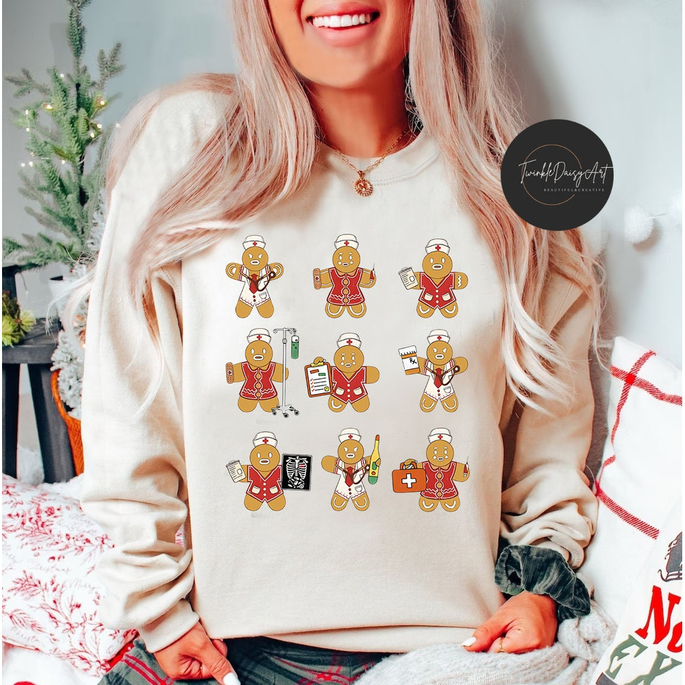 Nurse Gingerbread Sweatshirt, Christmas Nurse Shirt, Nicu Nurse, Christmas Sweatshirt, Nurse Gift for Woman, Christmas Nursing Sweatshirt.jpg
