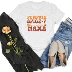 mama fall pumpkin shirt, mom tee, cute fall coffee mom tee, pumpkin spice latte mama shirt, mom thanksgiving shirt, mom