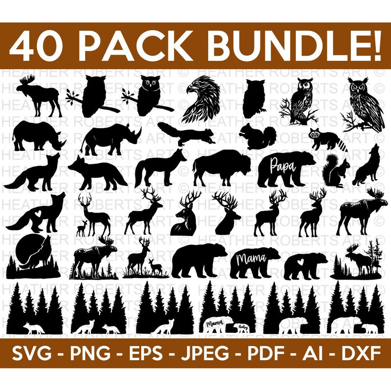 Wilderness SVG Bundle, Forest Animals Svg, Wild Animals Svg, Bears Svg, Deers Svg, Fox Svg, Moose Svg, Owls Svg, Cut File Cricut, Silhouette.jpg