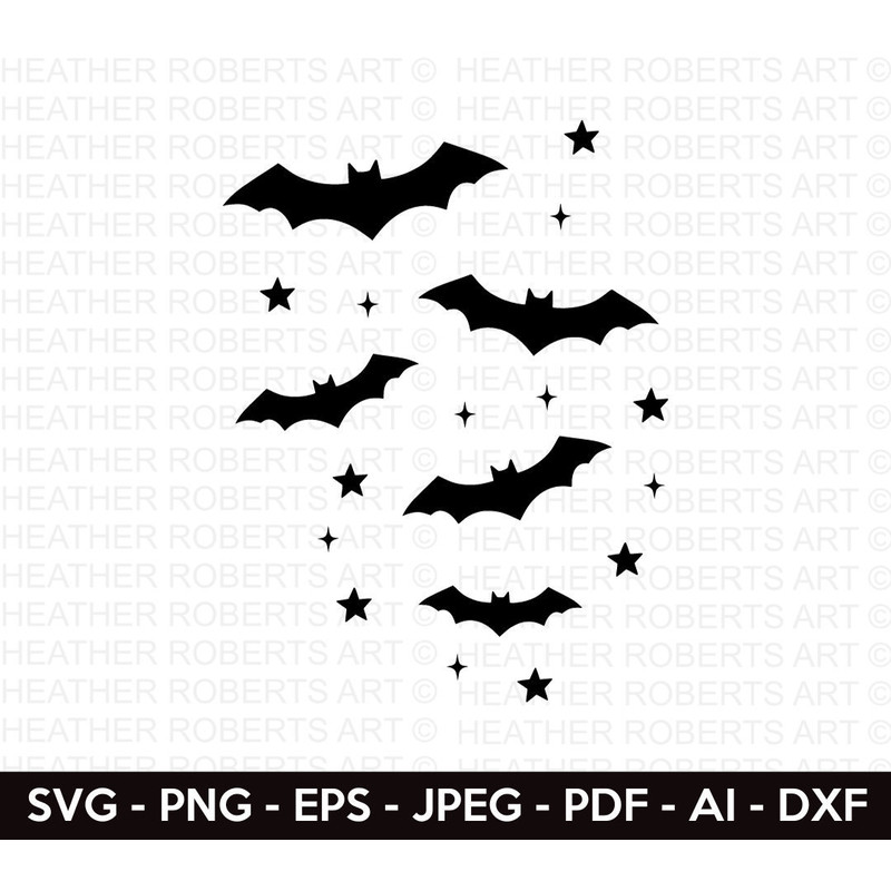Bats and Stars SVG, Halloween SVG, Halloween Decors svg, Halloween Bat svg, Halloween Design svg, Halloween Vibes, Cut Files Cricut.jpg