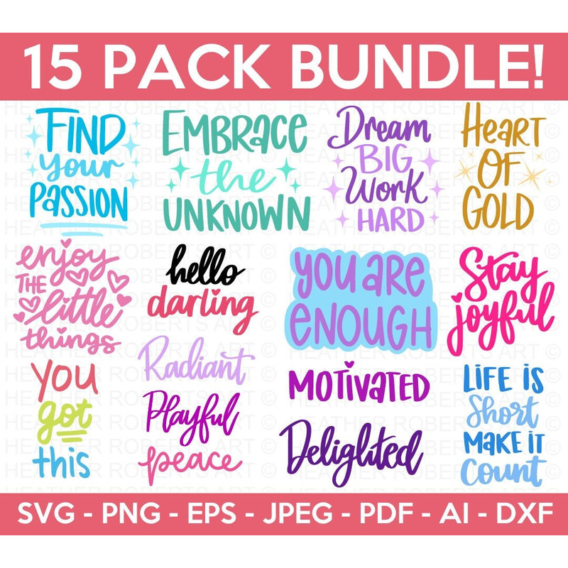 Positive Quotes SVG Bundle, Motivational Quotes SVG, Inspirational Quotes SVG, Life Quotes, Positive Vibes, Cut file for Cricut.jpg
