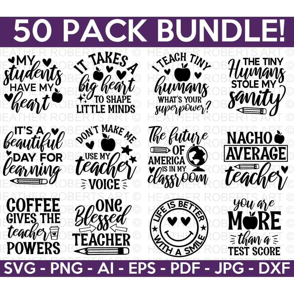 Teacher SVG Bundle, Teacher SVG, School SVG, Teach Svg, Back to School svg, Teacher Gift svg, Teacher Shirt svg, Cut Files for Cricut.jpg
