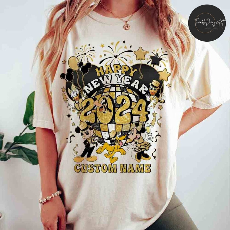 Personalized Disney Happy New Year 2024 Shirt, Mickey and Friends Happy New Year's Eve, WDW Disneyland Family Vacation 2024, New Year Gifts.jpg